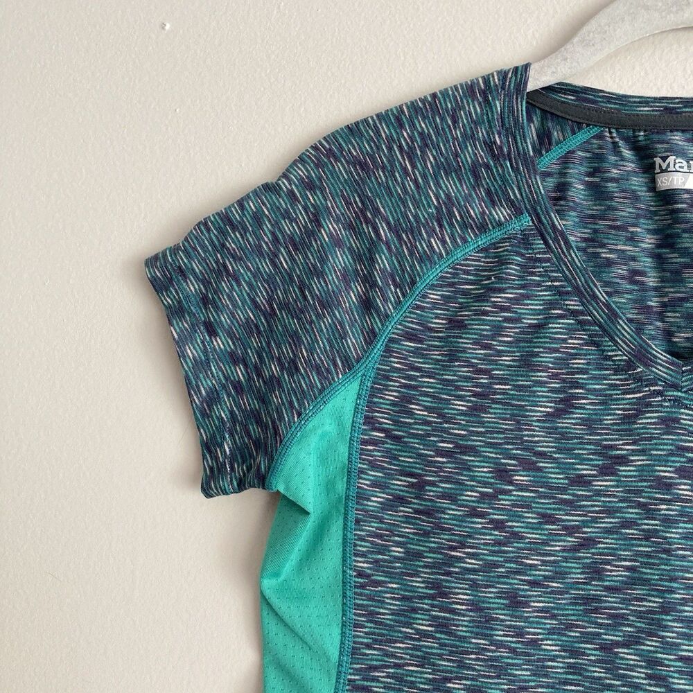 Marmot Womens Mirage Tee Activewear V-Neck T-Shirt Size XS Moss Green/Teal - Picture 3 of 11